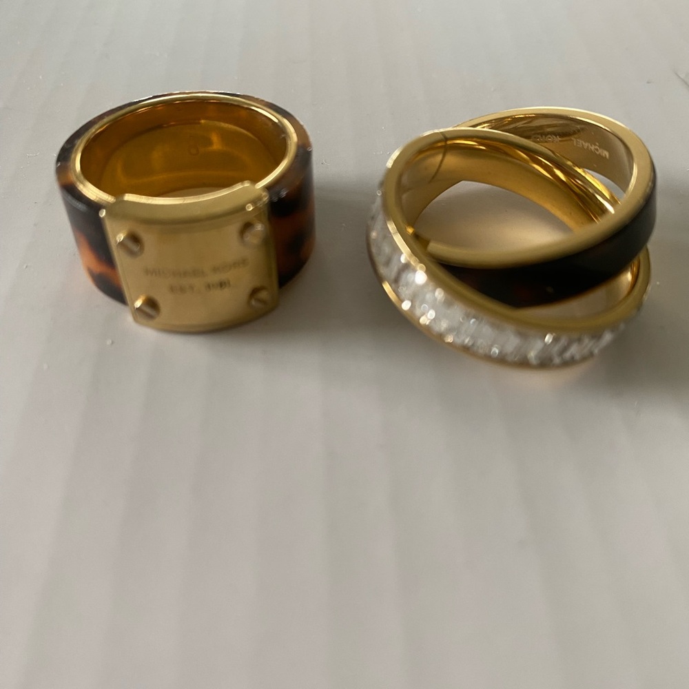 Michael Kors Gold and Leopard Statement Rings